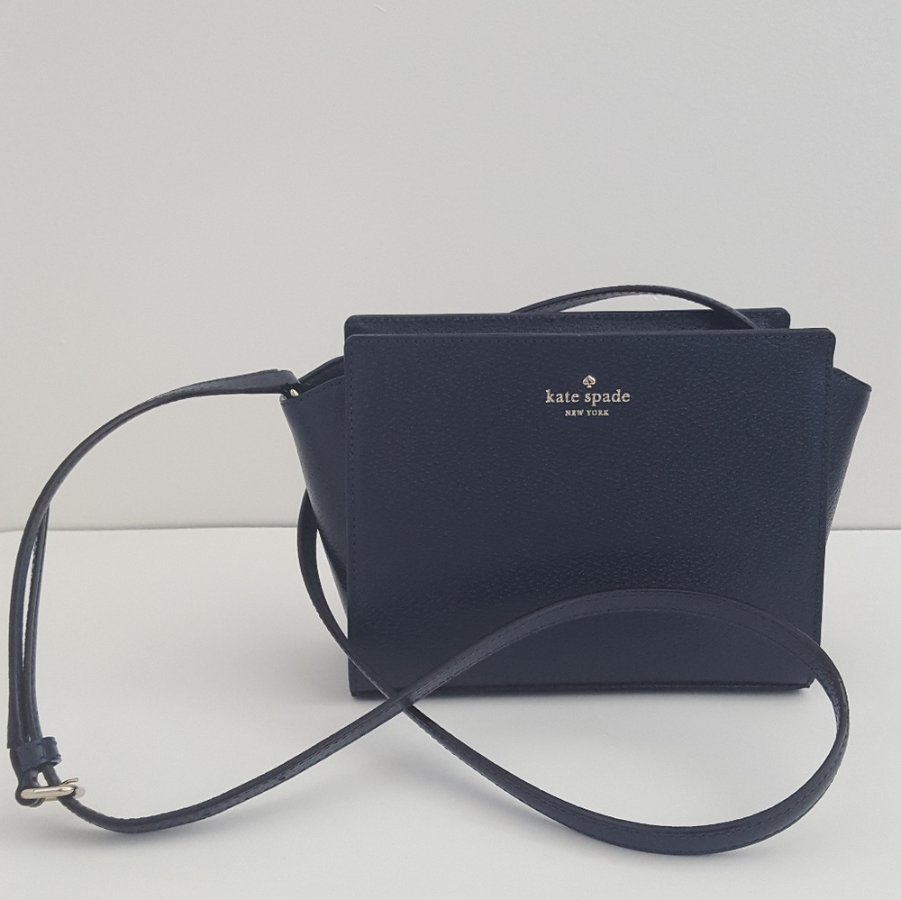 Kate Spade Grand Street Hayden Crossbody Bag Blue Leather New